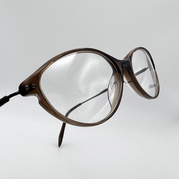 Cote D’Azur Miranda Oval Horn Full Eyeglass Frames Metal Plastic Brown 51-16-135 - Picture 3 of 12
